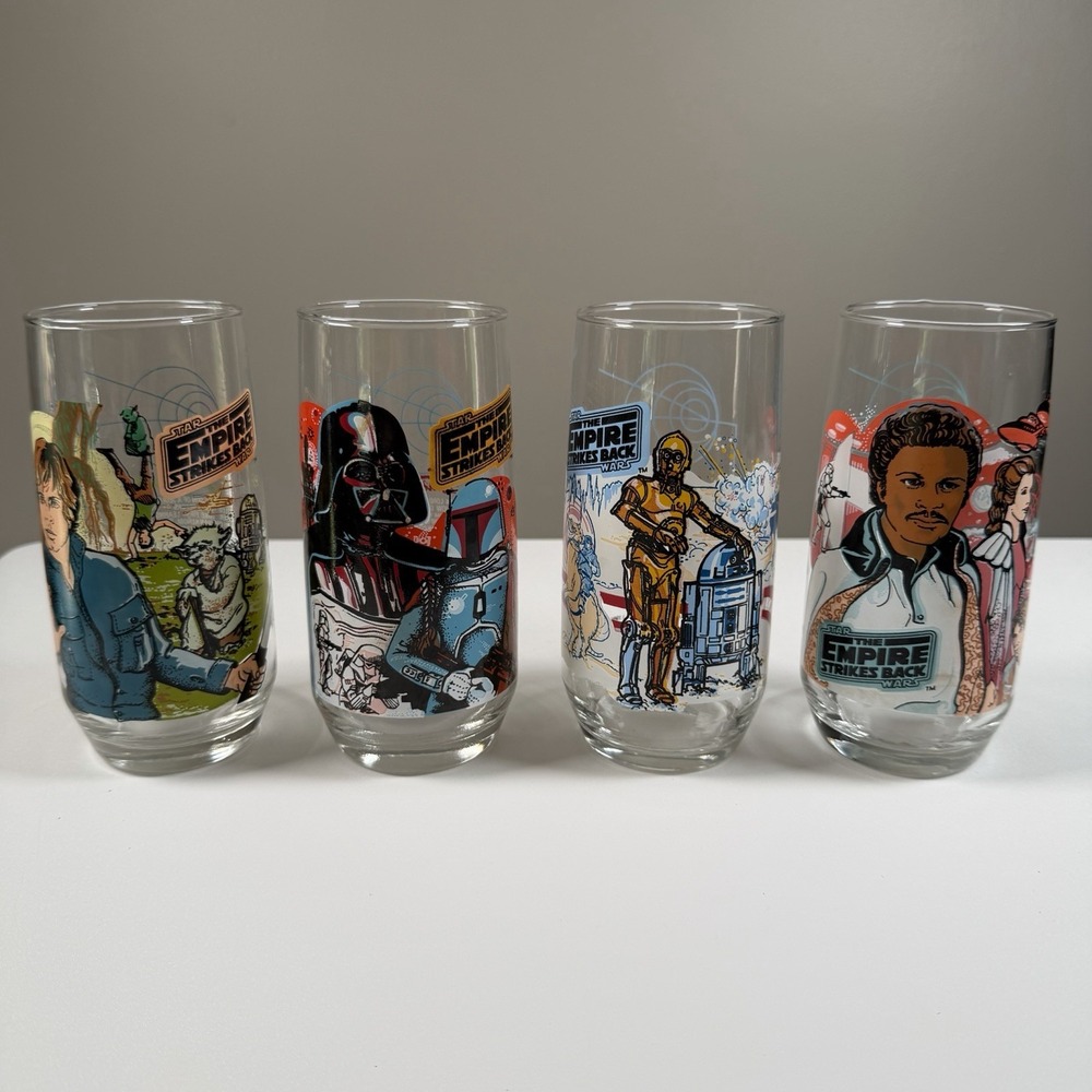 1980 Burger King Star Wars Empire Strikes Back Glasses Complete Set of 4